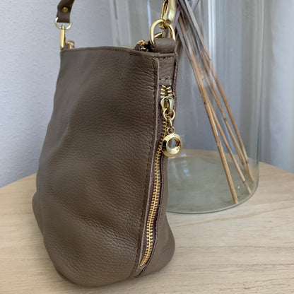 Stijlvolle tas leder Leverkleur/Taupe