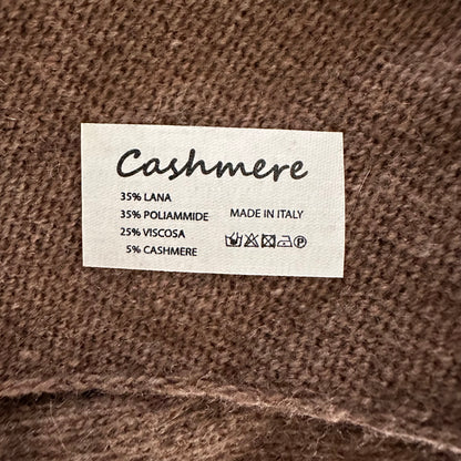 Cashmere sjaal driehoek koffiebruin/donker taupe