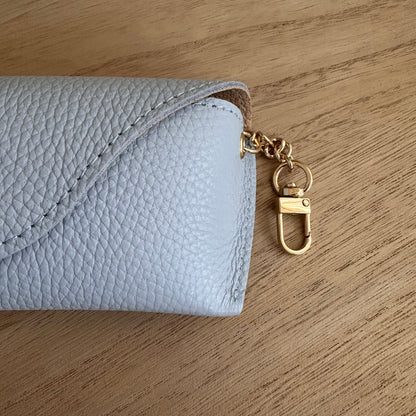 Lederen (zonne) bril etui Lichtblauw