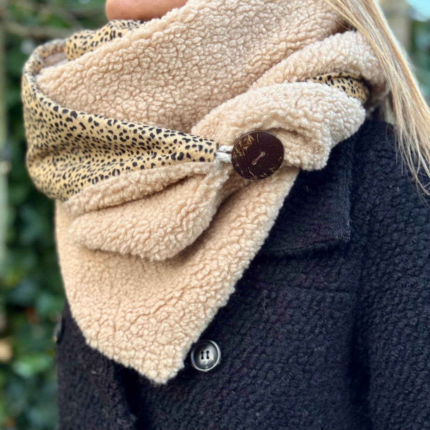 Teddy sjaal 'Two Side' Beige/cheeta