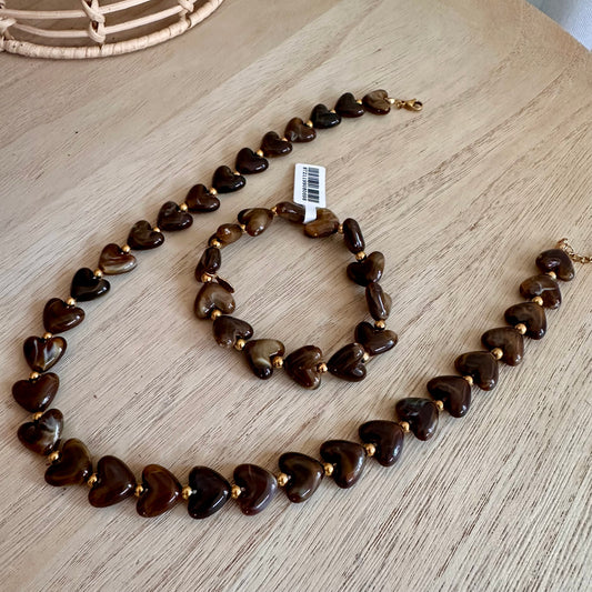 Hartjes ketting Bruin