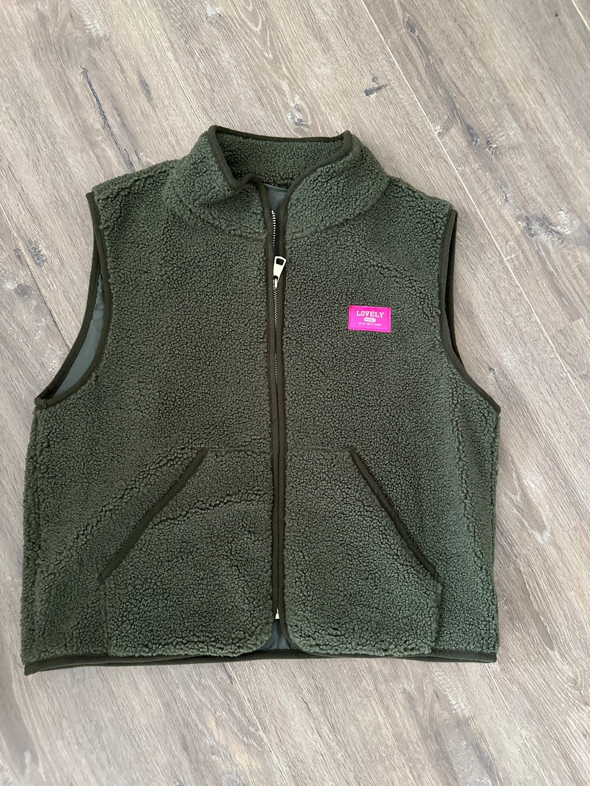 Teddy gilet Groen patch