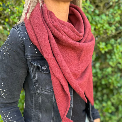 Cashmere sjaal driehoek Burgundy