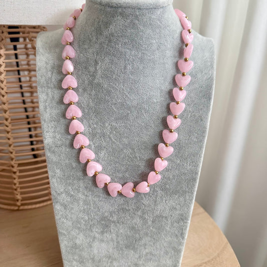 Hartjes ketting Roze