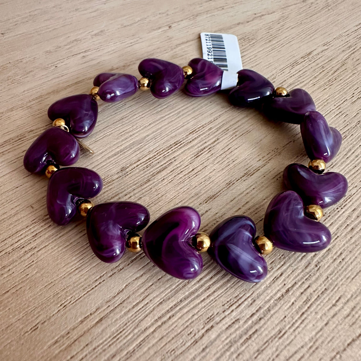 Kralenarmband hartjes Paars