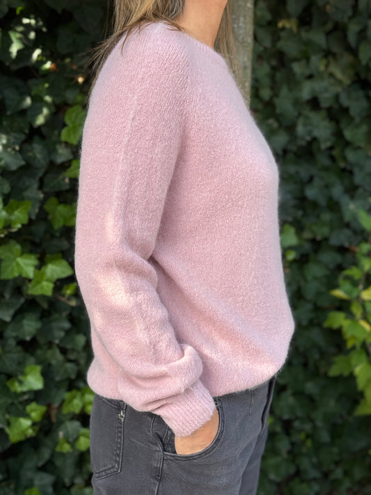 Alpaca trui lange mouw Oud roze