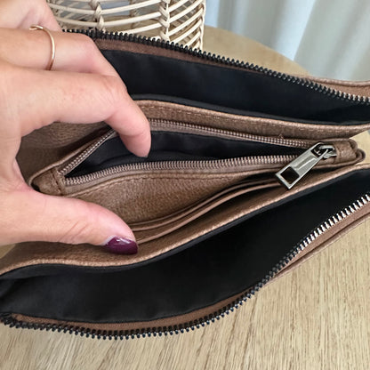 Schoudertasje/crossbody 'New York' inclusief drie banden Camel
