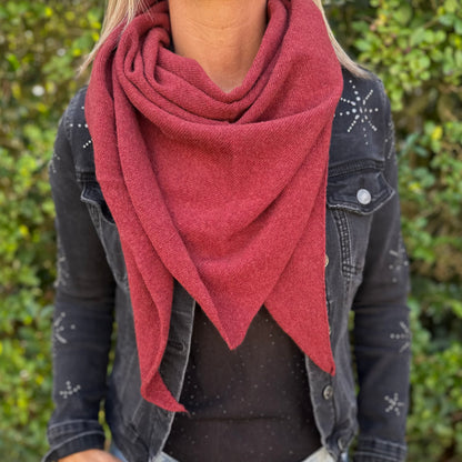 Cashmere sjaal driehoek Burgundy