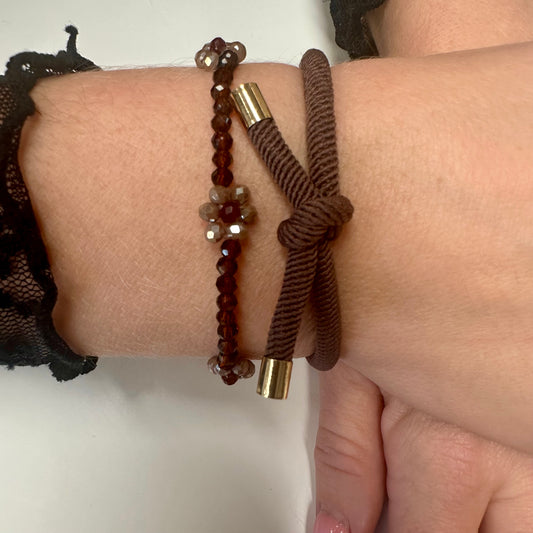 Armband Bloem Bruin