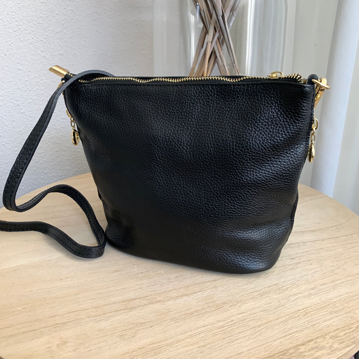 Stijlvolle tas leder Zwart