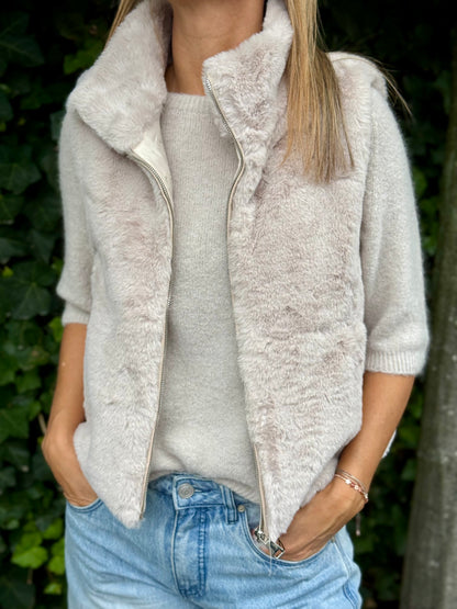 Gilet met rits- Fluffy Crème
