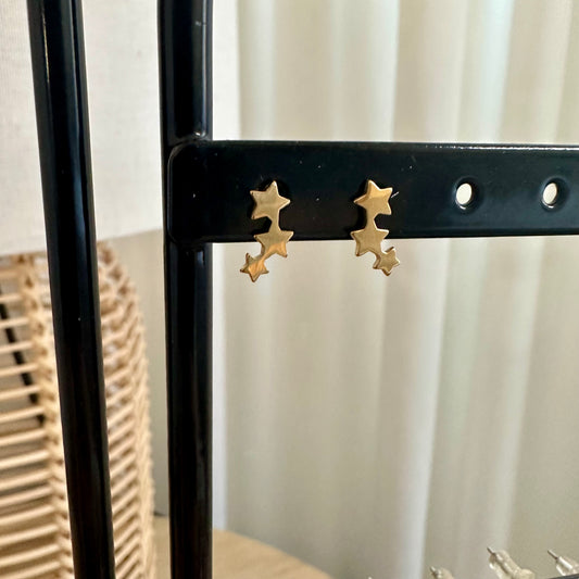 Oorstuds trio sterretjes Goud