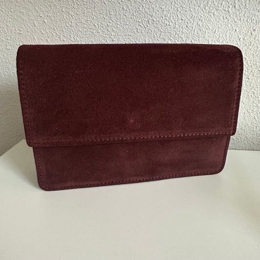 Prachtige stijlvolle suèdine tas Burgundy (sale, kleine beschadiging)