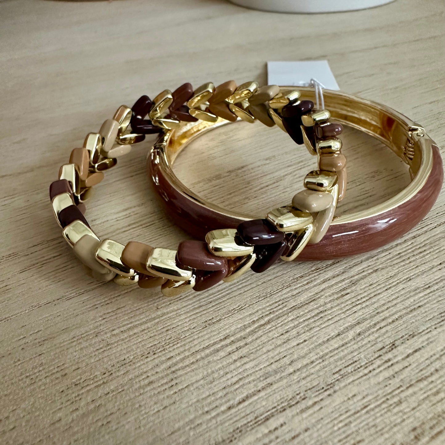 Armband/Bangle 'Noortje' Taupe-Goud
