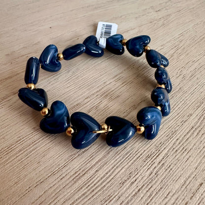 Kralenarmband hartjes Blauw