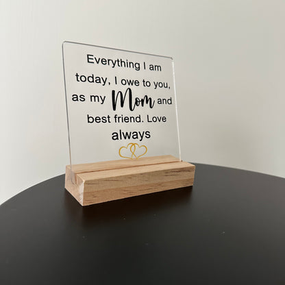 Cadeautje ‘Mom’ inclusief houten blokje