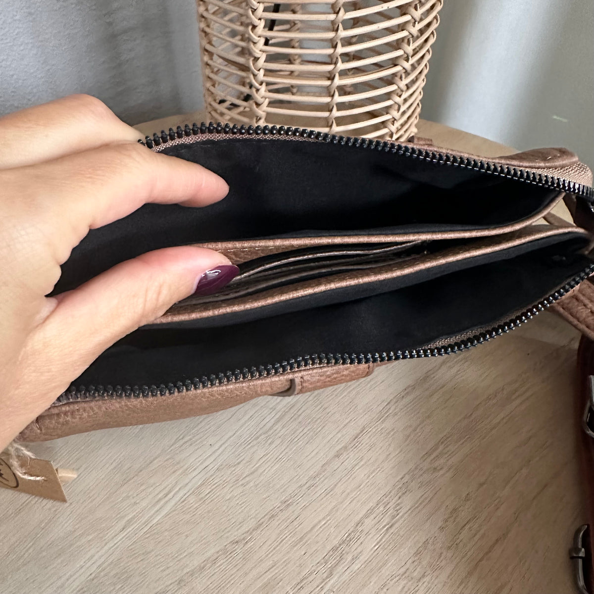 Crossbody/ schoudertas ‘Naarden’ Camel incl twee schouderbanden