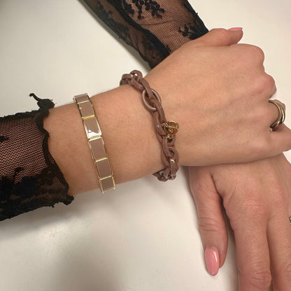 Armband 'Benthe' Taupe-Goud