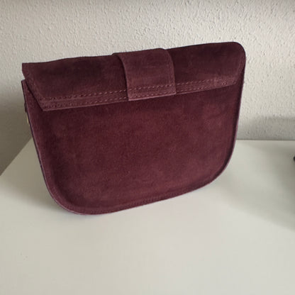 Schoudertas ‘Maan’ suède leder Burgundy