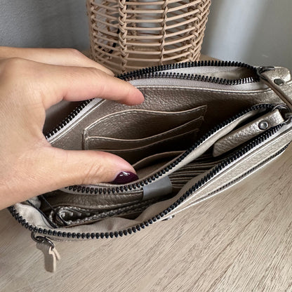 Crossbody/ schoudertas ‘San Martin’ Champagne incl twee schouderbanden