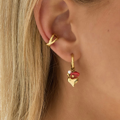 Oorbel hartje met losse bedeltjes