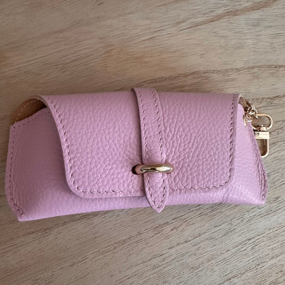 Lederen (zonne) bril etui Roze