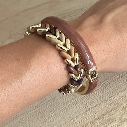 Armband/Bangle 'Noortje' Taupe-Goud