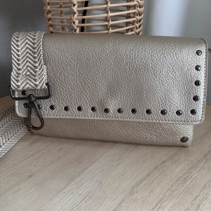 Crossbody/ schoudertas ‘San Martin’ Champagne incl twee schouderbanden