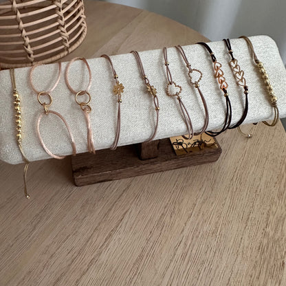 Elastische armband met mini bloem Taupe