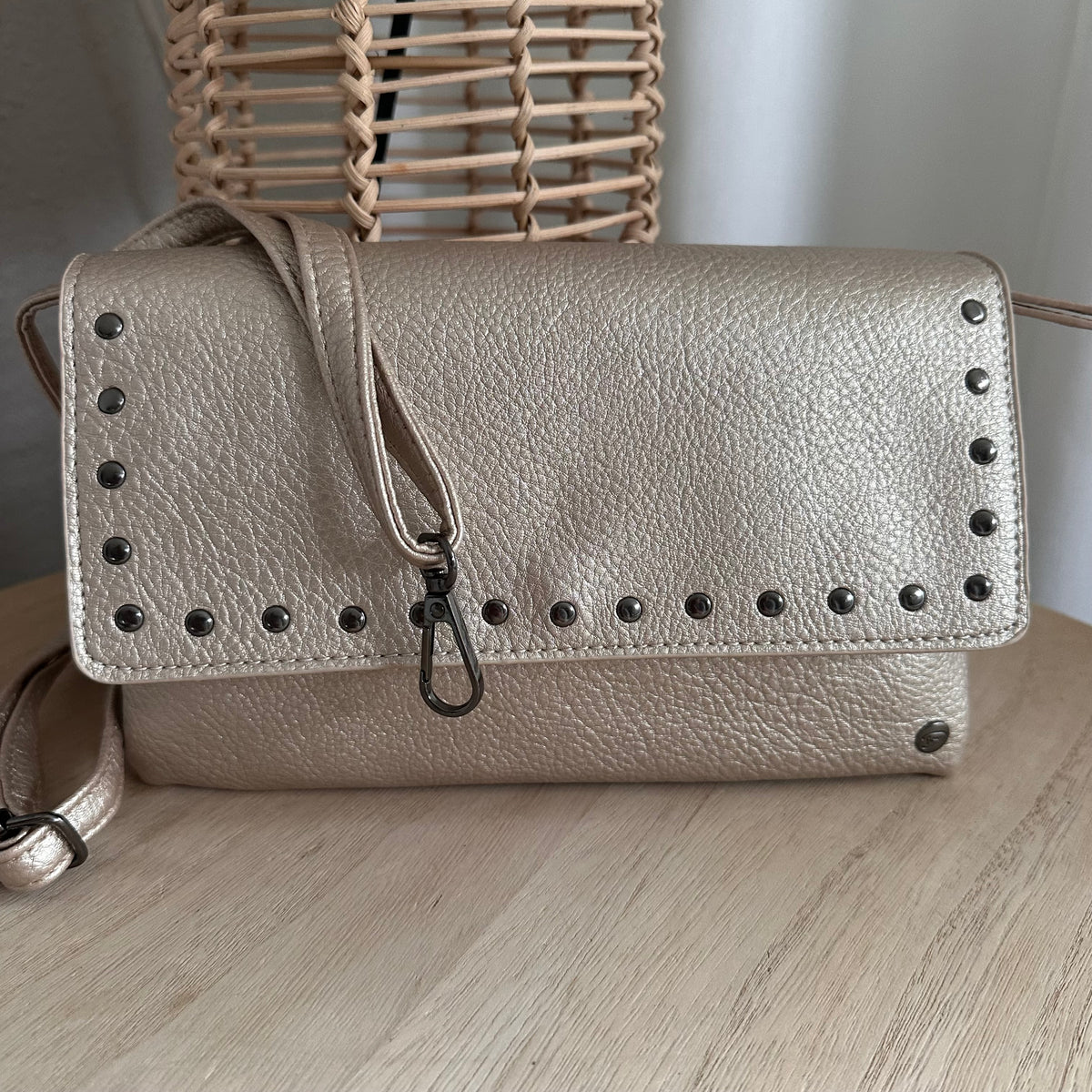 Crossbody/ schoudertas ‘San Martin’ Champagne incl twee schouderbanden