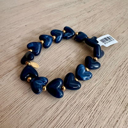 Kralenarmband hartjes Blauw