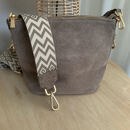 Stijlvolle tas suèdine leder Taupe