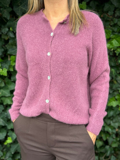 Vestje met knoopjes ronde hals Diep Roze