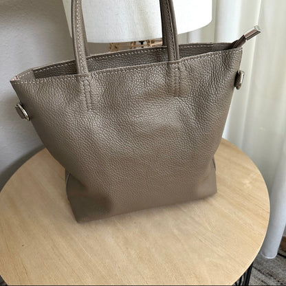 Lederen handtas Taupe