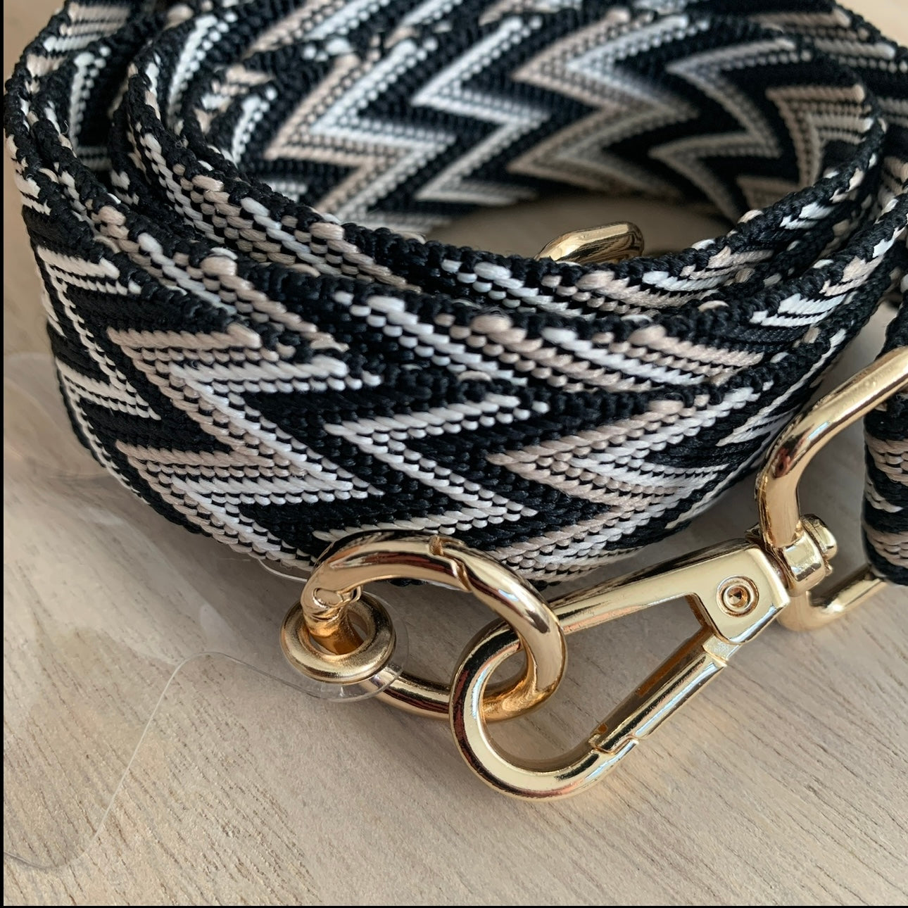 Telefoonband/Tasband Zwart/wit/Beige