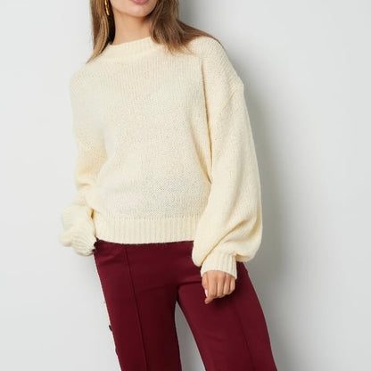 Basic trui Off White/zacht geel