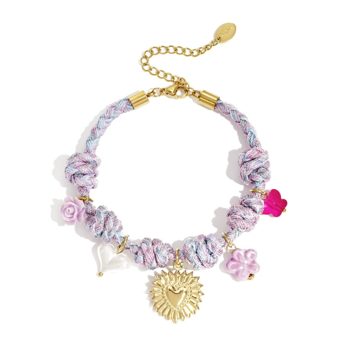 Armband touwbedeltjes Lila