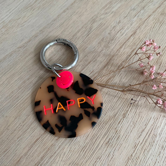Sleutelhanger ‘Happy’ gevlekt