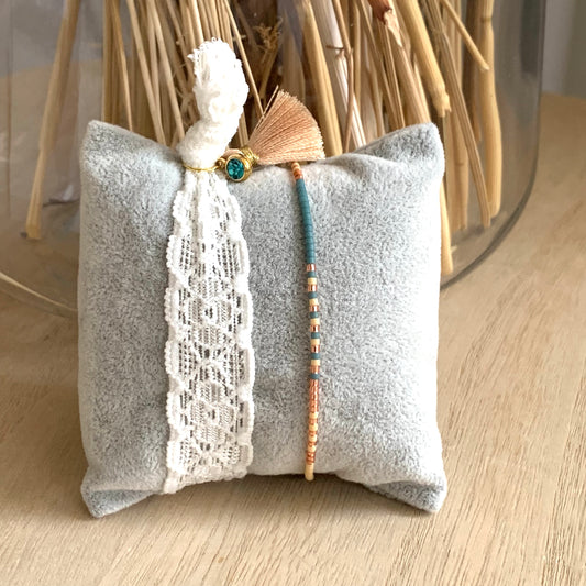 Ibiza setje Wit/Blauw/Nude Kant