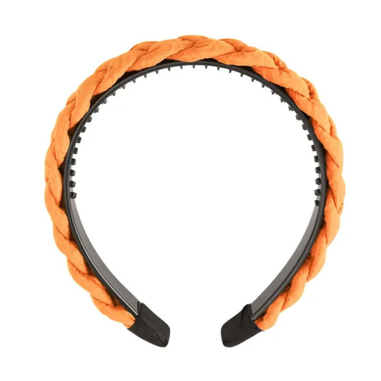 Gevlochten haarband oranje