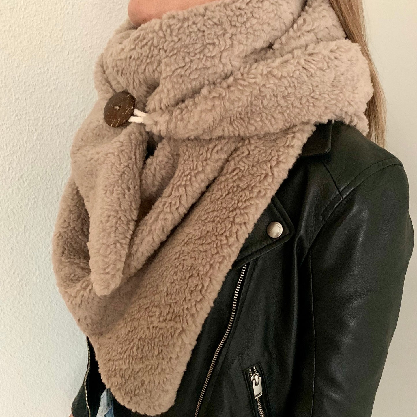 Teddy sjaal ‘Two Side' Taupe