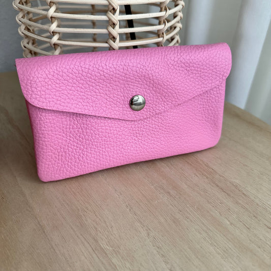 Italiaans leder portemonnee Large Pink