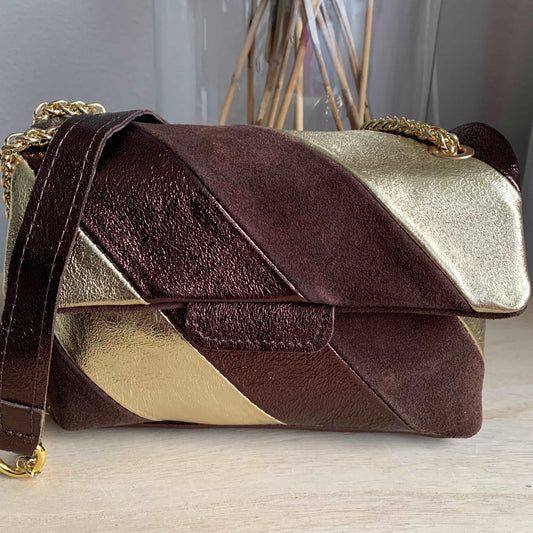 Rainbow Metallic schoudertas Bruin/Goud