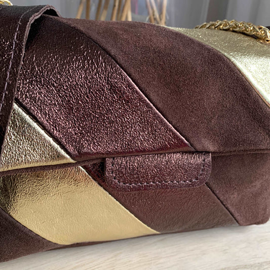 Rainbow Metallic schoudertas Bruin/Goud