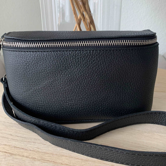 Lederen crossbody tas zwart