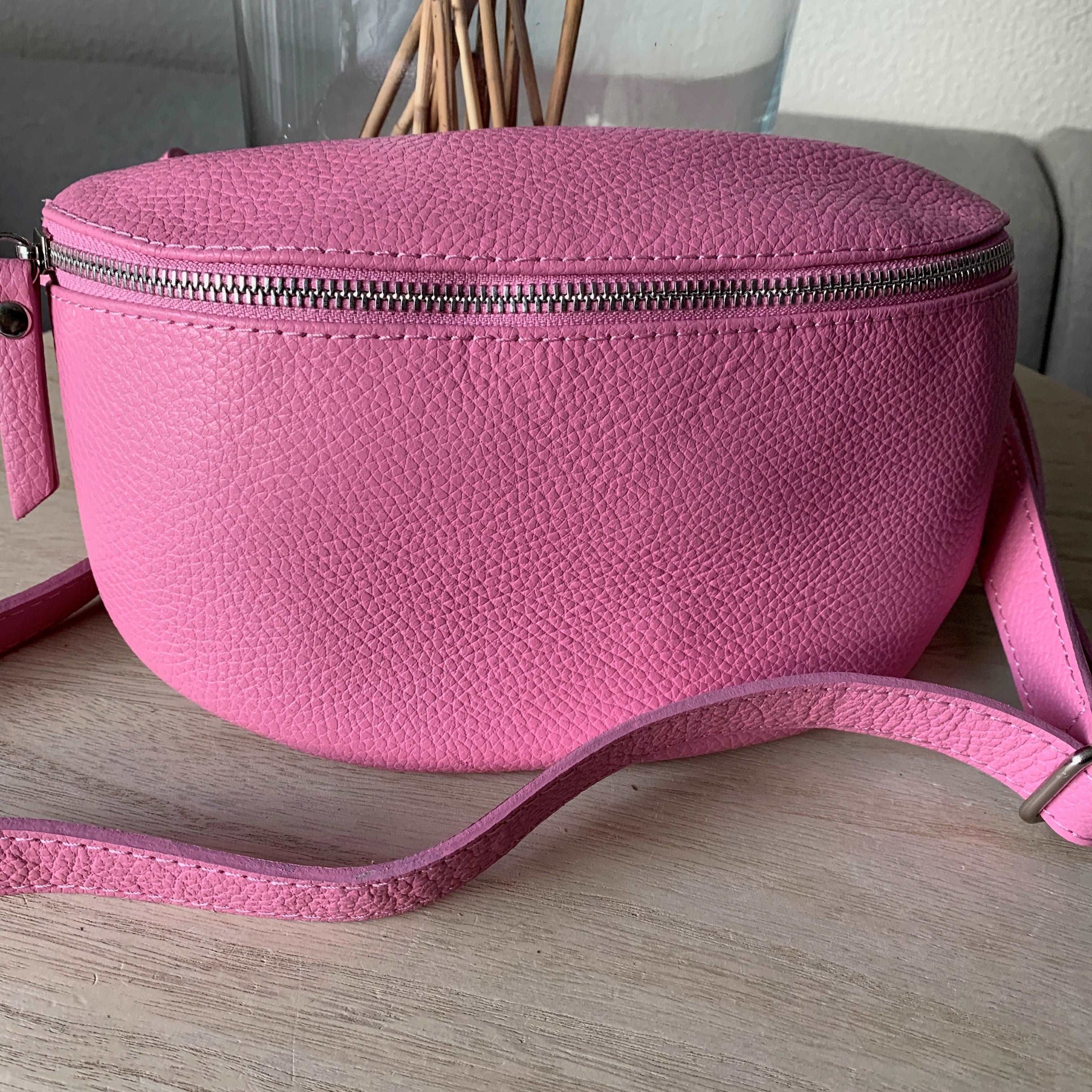 Lederen heup/crossbody tas Pink