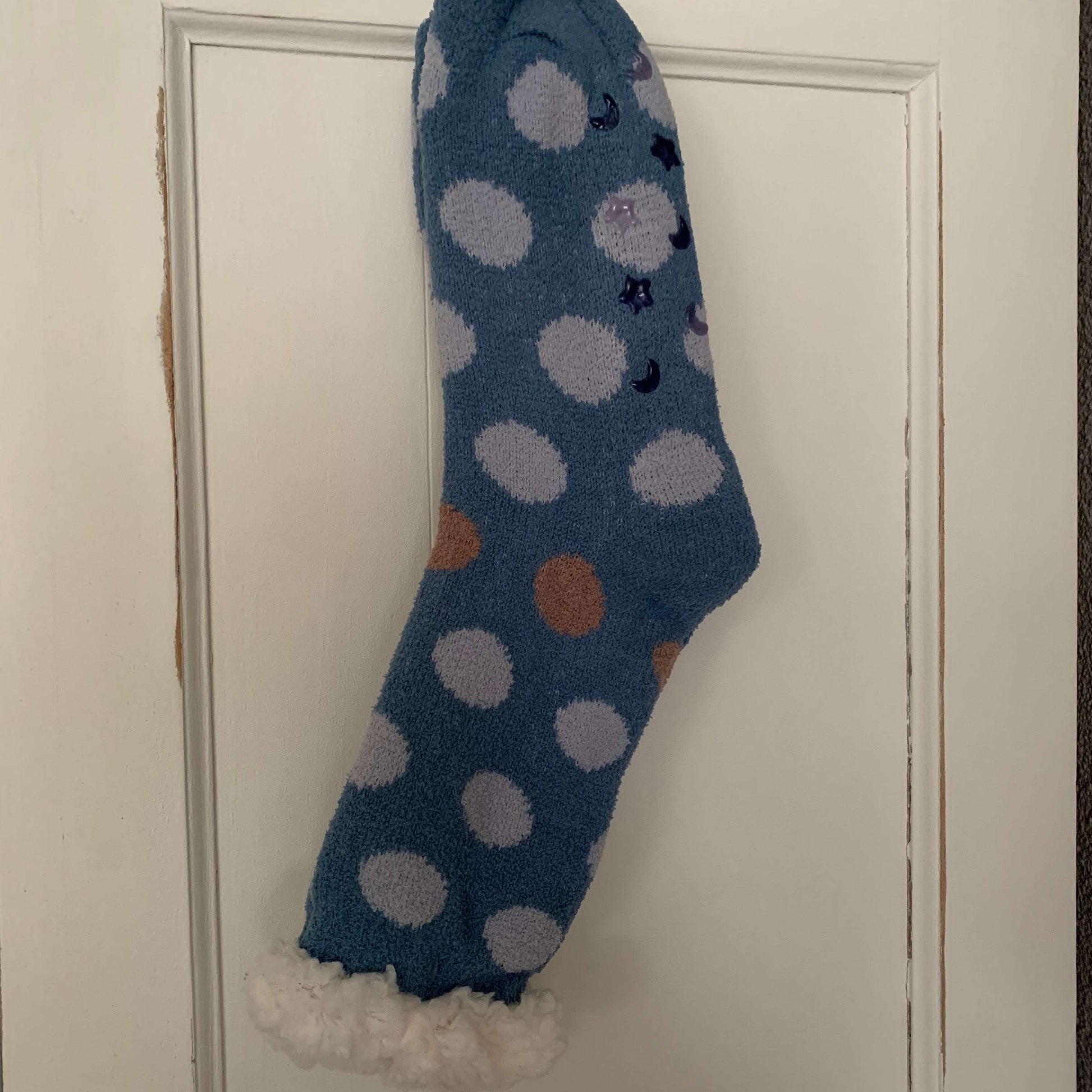 Wintersok voering 'Bolletjes' Blauw/Lichtblauw 35-41