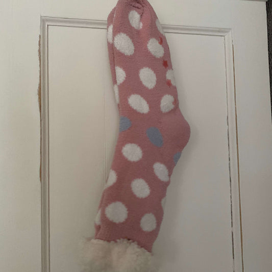 Wintersok voering 'Bolletjes' Roze/Wit 35-41