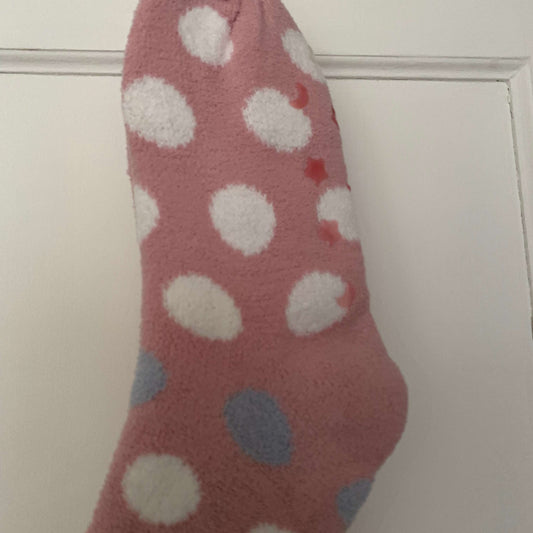 Wintersok voering 'Bolletjes' Roze/Wit 35-41