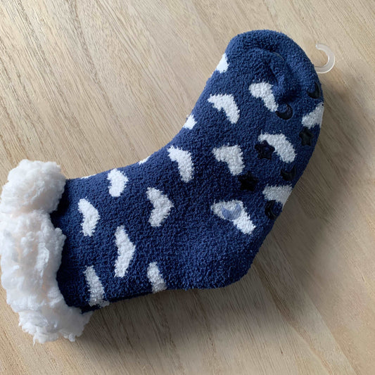 Wintersok gevoerd Kids Donkerblauw/Wit 32-35